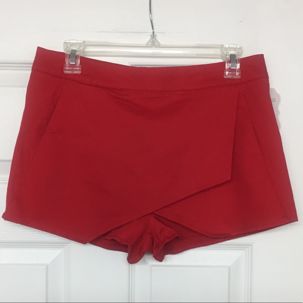 High Waist Bright Red Fun Skort / Shorts Sz M NWT